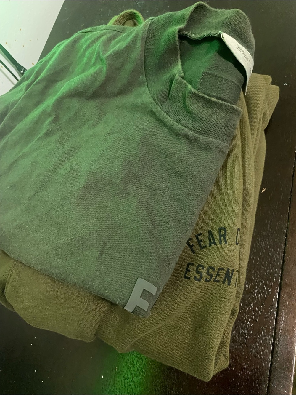 Fear of God Men's Olive Green Crewneck Sweater
